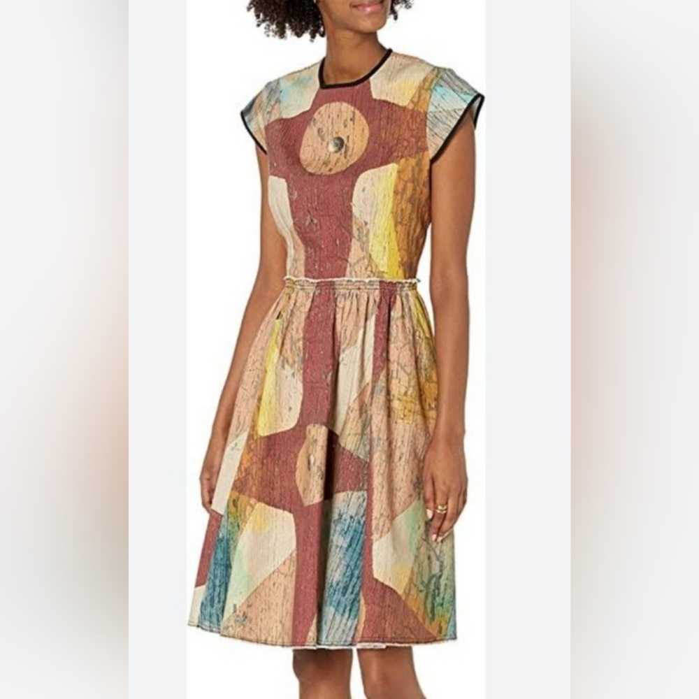 Making the Cut Abstract Print Cap Sleeve Dress